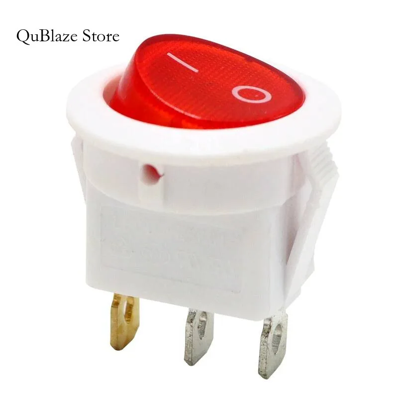 

5 PCS LECI RS601 250V 6A SPST ON-OFF RED Light Snap In Rocker Switches