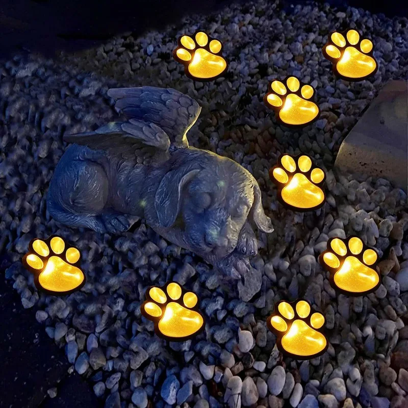 Christmas Solar Paw Print Lights Cat Dog Animal Solar Lights Outdoor Halloween Decoration Garden Courtyard Waterproof Lawn Light