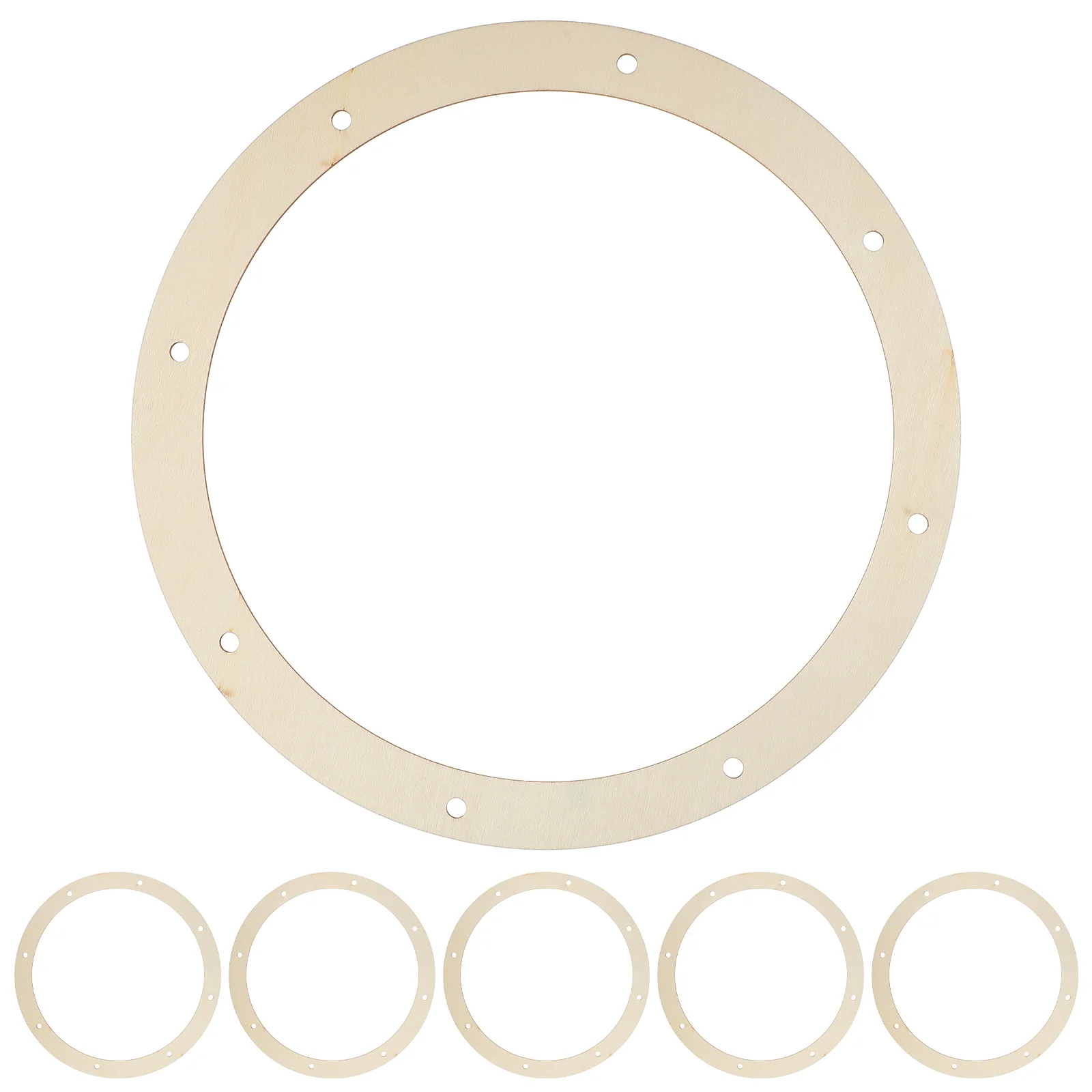 

6 Pcs Wreath Hanging Wood Chips Wooden Rings Crafts Form Rack Frames Circle Backdrop Stand Beige