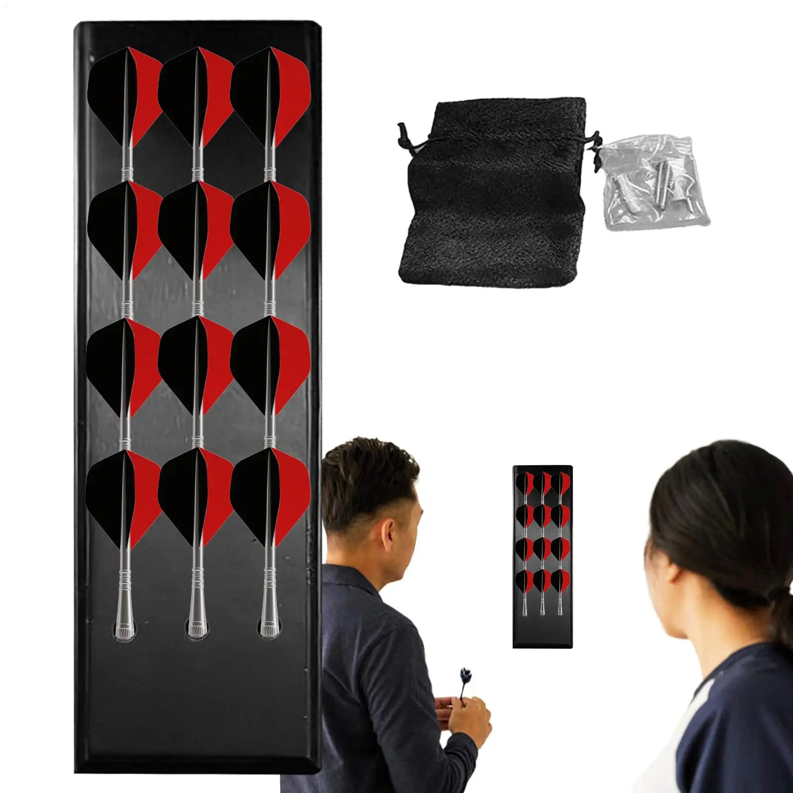 

Деревянный настенный органайзер для дротиков на 12 отверстий с сумкой для хранения для дома, гаража, подвала, рабочего места, квартиры, игровой комнаты