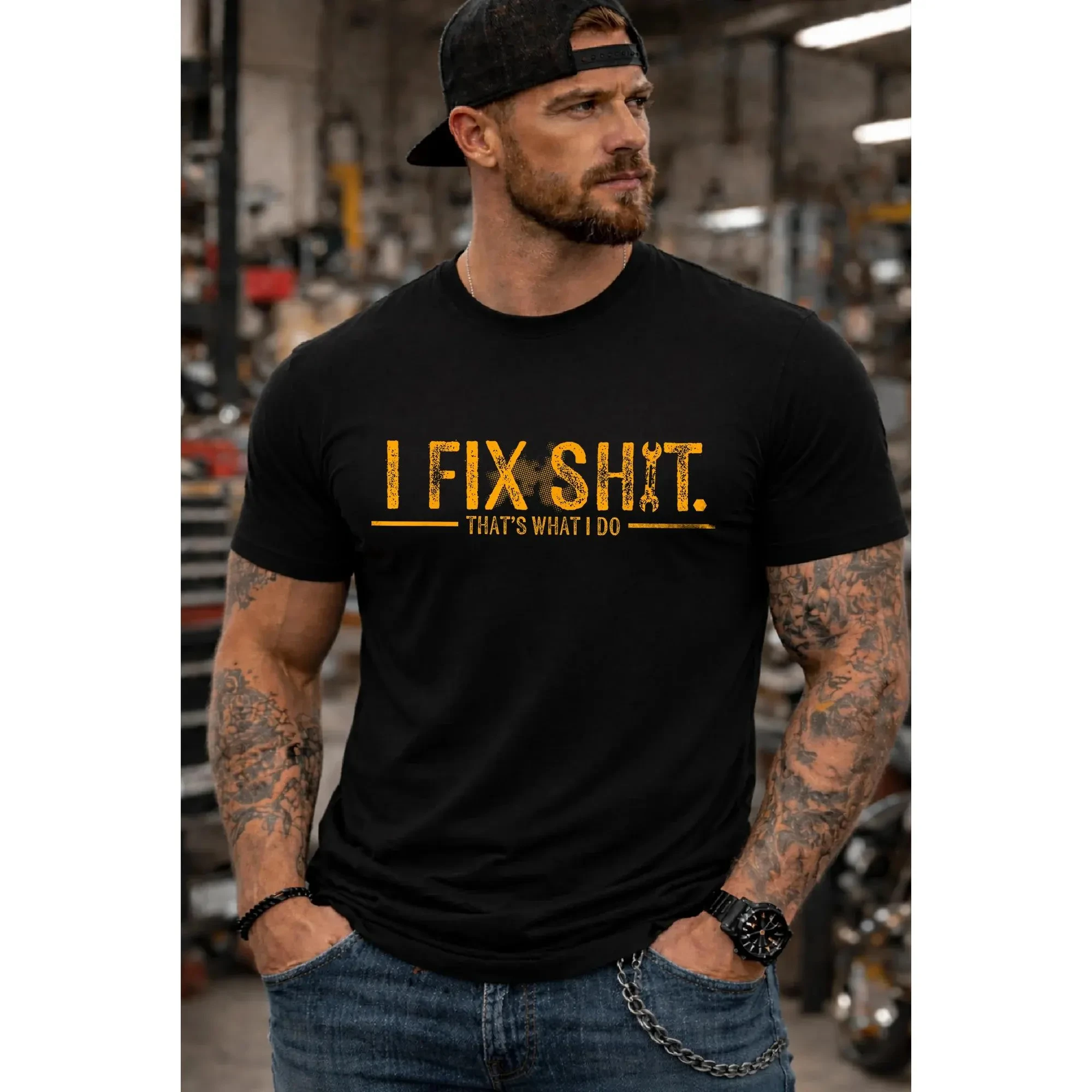 I Fix Shit That's What I Do Funny Mechanic Worker Humor Tee Black Funny Handyman Mechanic Tee I Fix Shit Graphic Short Sleeve