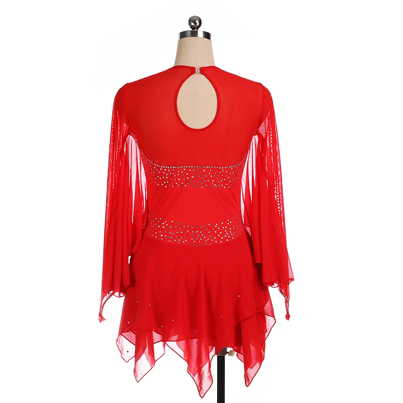 2023 Custom Figure Skating Dress Women'S/Women'S Skating Dress Sky Yellow Lace Rhinestone High Elasticity view 6
