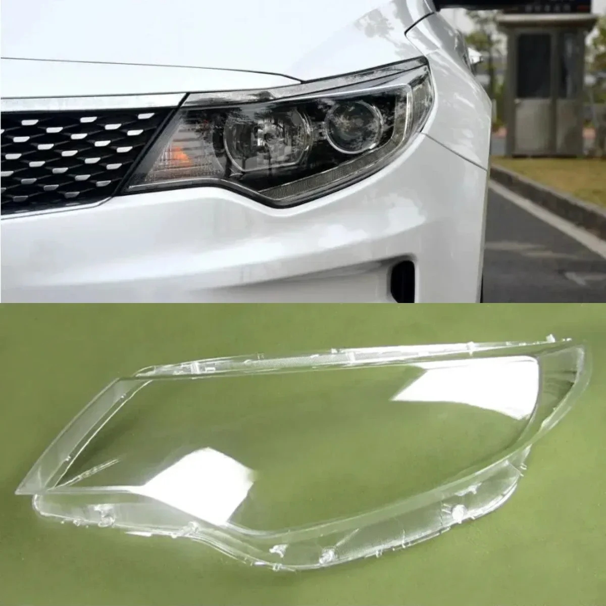 

For Kia K5 Front Headlamp Cover Transparent Lampshade Lamp Shell Headlight Shade Plexiglass Replace Original Lens 2016 2017