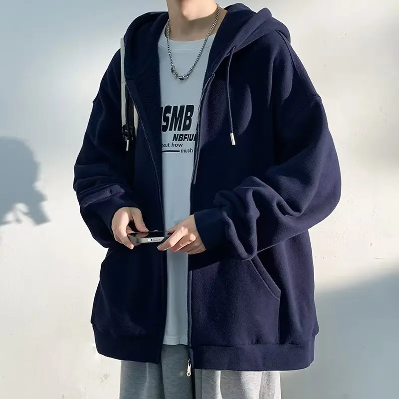 

Jacket men's spring and autumn new men's hooded top American cardigan sweatshirt jacket