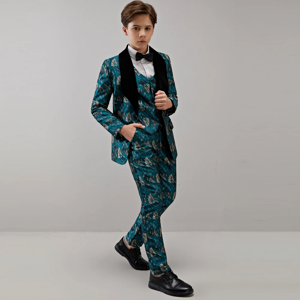 New Kids Wedding Blazer Baby Boys Suit Jackets Formal Coat+ Pants+vest 3 Piece Boy Suits Formal for Wedding Party Boy