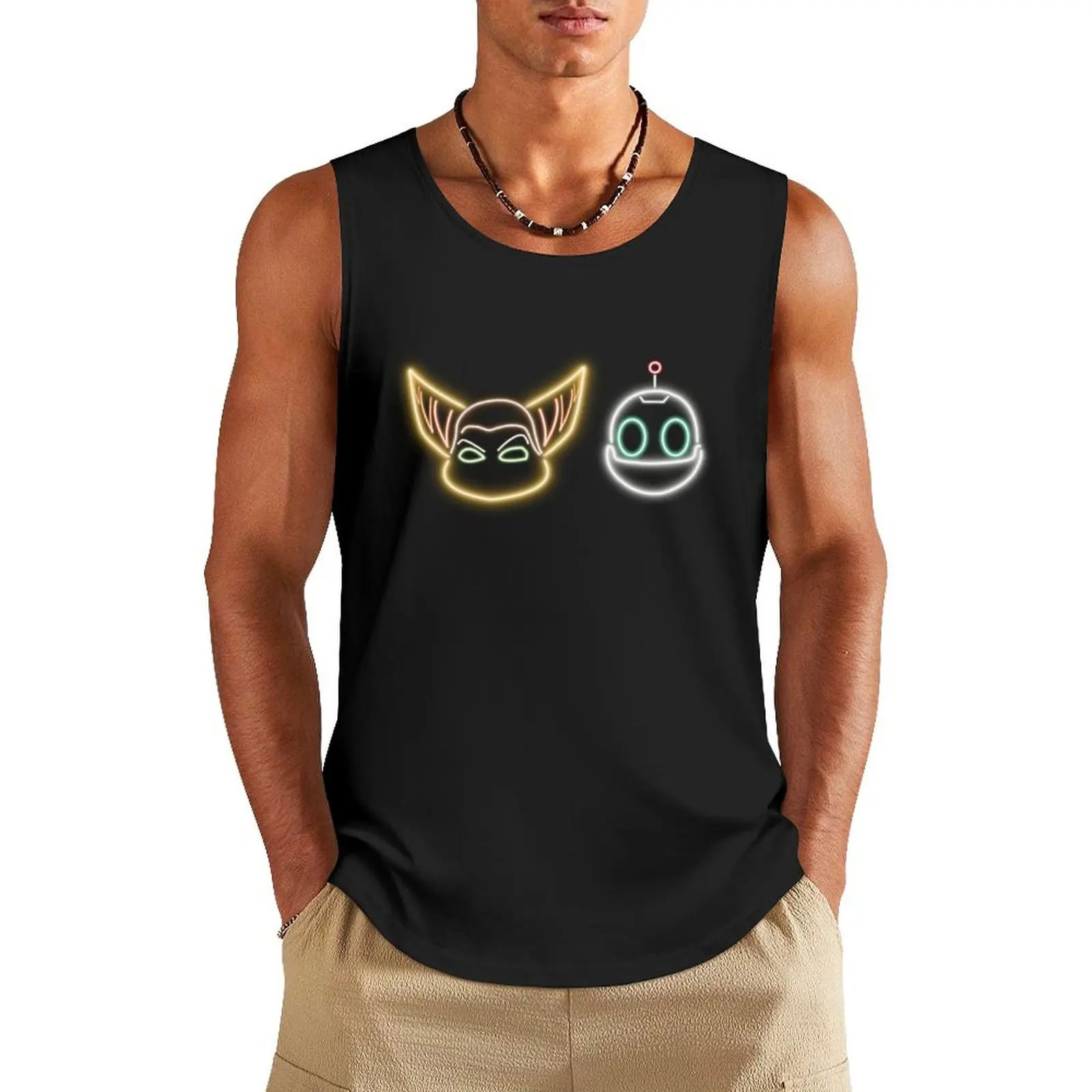 Ratchet and Clank Neon Sign Tank Top sleeveless jackets sleeveless shirt man men clothings