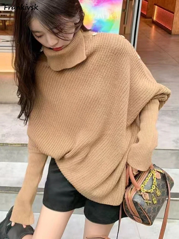 

Turtleneck Sweater Women Solid All-match Advanced Streetwear Temperament Cozy Office Lady Popular Autumn Leisure Stylish Gentle