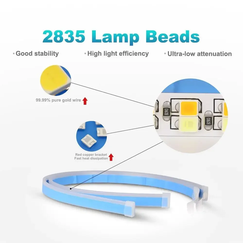 1pair Daytime Running Lights for Car Headlight Flexible Led Strip DRL LED Strip Turn Signal White Yellow Sequential LED