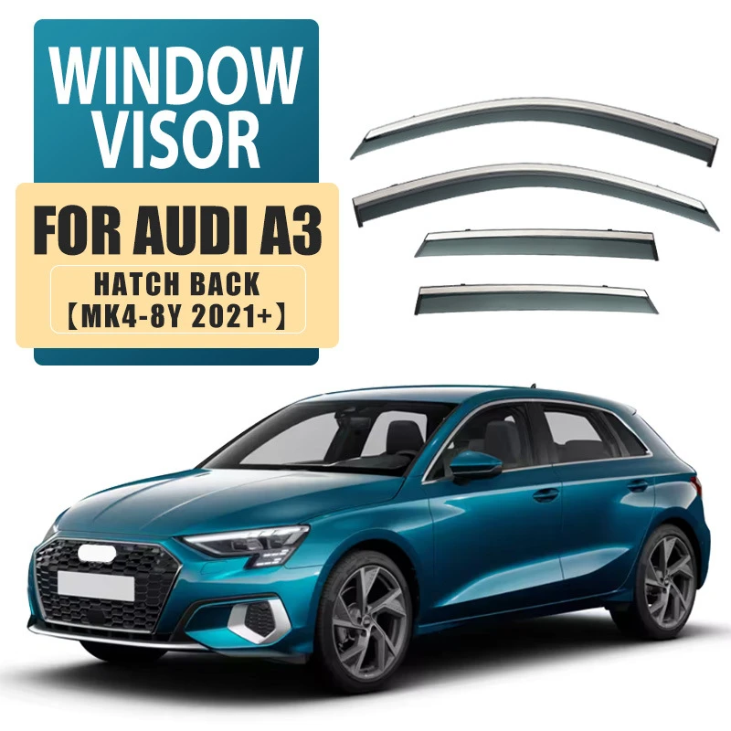 Fit For Audi A3 Sportback hatcbback 2004-2024 Window visor Window Visor Awnings Shelters Rain Sun Mirror Eyebrow Wind Deflector