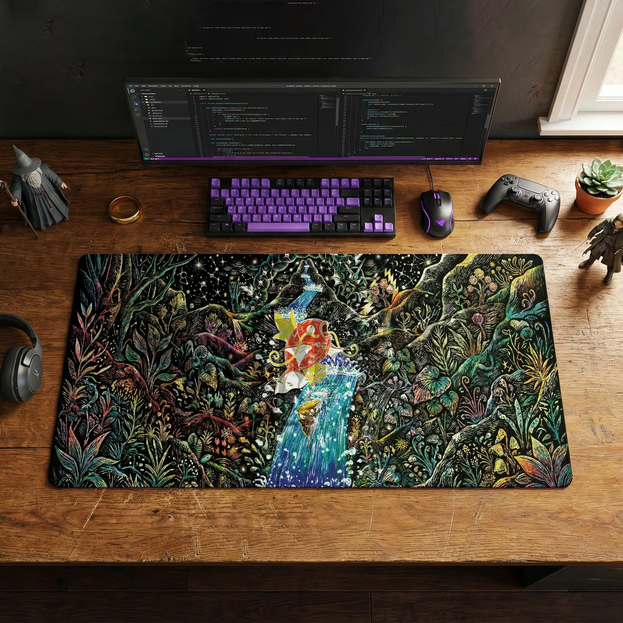 Playmat Rapids Waterfall Carp King Mousepad Pc Accessories Gamer Desk Mats Mouse Pad 24x14 Office Decor Gaming Stuff Carpet