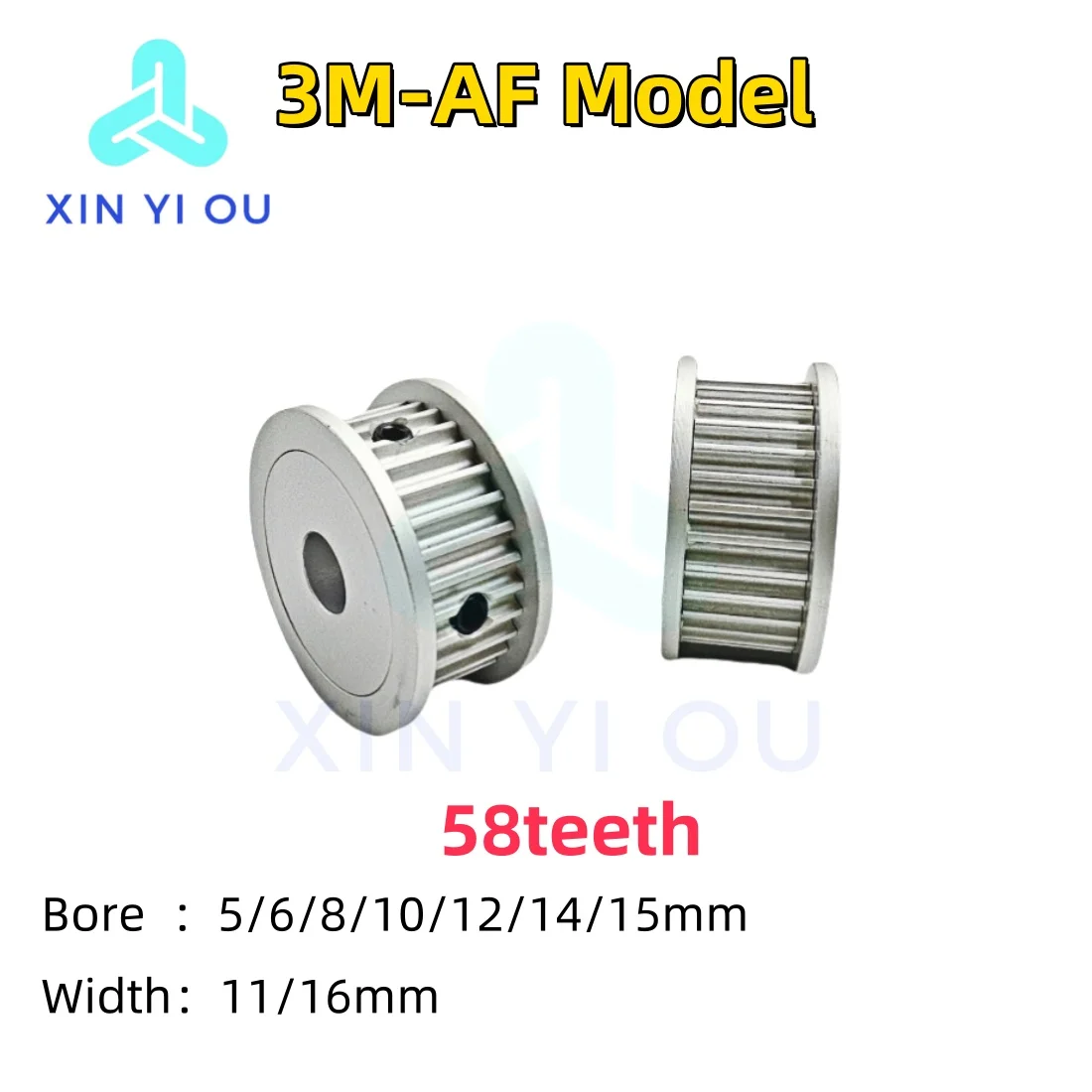 HTD 3M Timing Pulley 58teeth-AF Type Bore  5/6/8/10/12/14/15mm  Belt Width11/16mm3M Synchronous Wheel