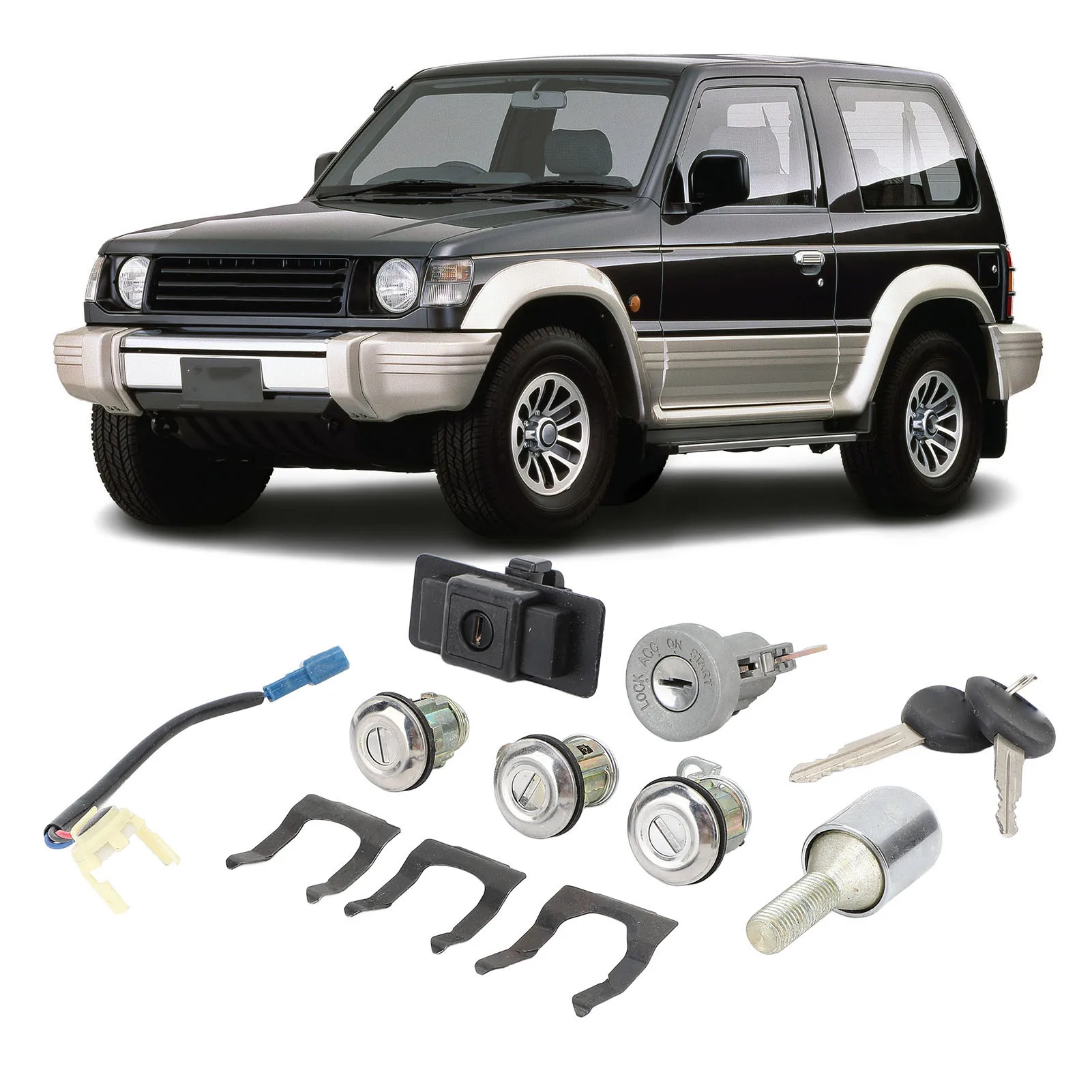 

Набор автомобильных ключей с полным замком MR259111, замена для Pajero Montero 2nd 1990–2004 гг., набор ключей для цилиндра замка автомобиля