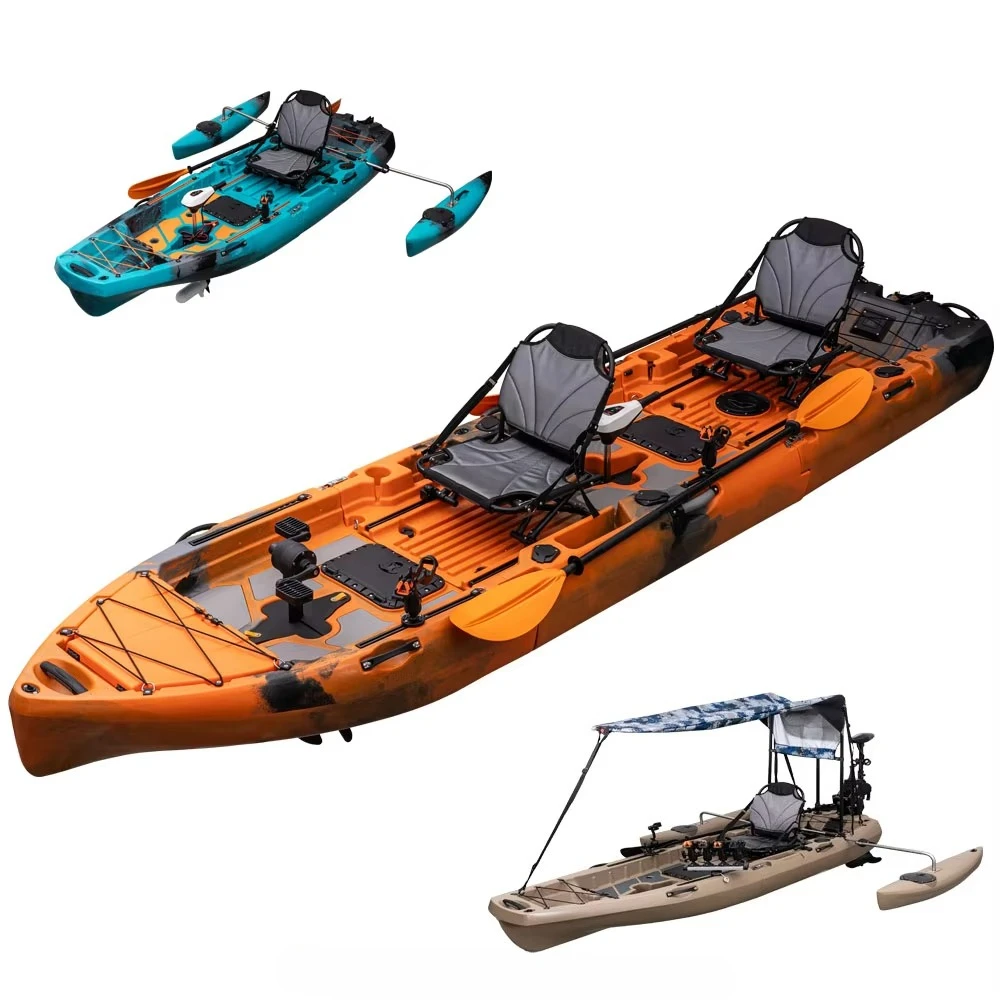 

2025 New Modular 9ft Wide Stable HDPE Motorized Fishing Kayak Pedals Easy Store 3-Person Capacity Kajak for Surfing
