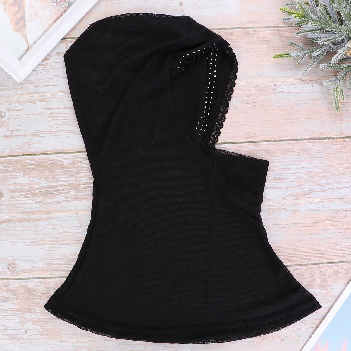 Sciarpa copri collo hijab musulmano elasticizzato leggero in rete traspirante con copertura completa in tinta unita regolabile color caffè