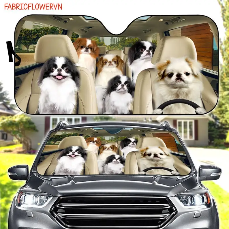 Japanese Chin Car Sunshade, Japanese Chin Car Decoration, Dog Windshield, Dog Lovers Gift, Dog Car Sunshade, Gift For Mom, Gift