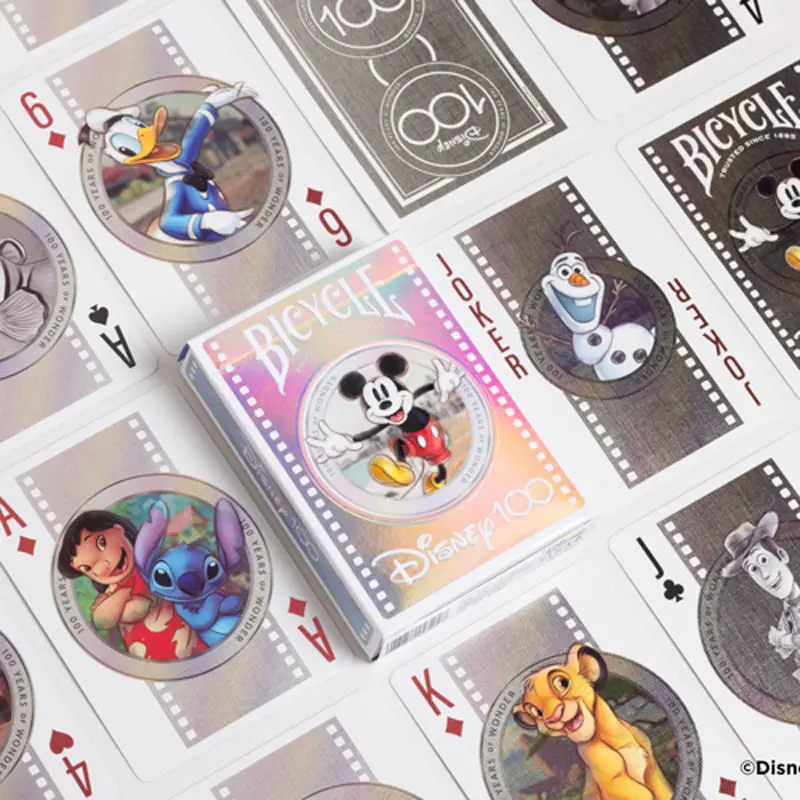 New Disney cartoon cute Mickey Mouse laser playing cards creative personality family party entertainment toys flower cut cards