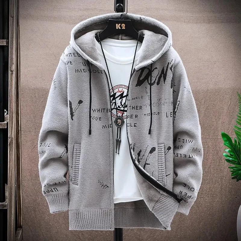 

Men's Hooded Cardigan Autumn 2024 and Winter New Fashion Trend Print Outdoor Sports Fleece Coat Men's Casual Versatile Jacket