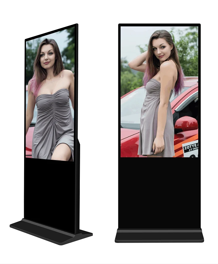 55inch LCD Totem Touch Screen Floor-standing Digital Advertising Machine Black Floor Standing OEM Guangdong P2 Indoor Led Screen