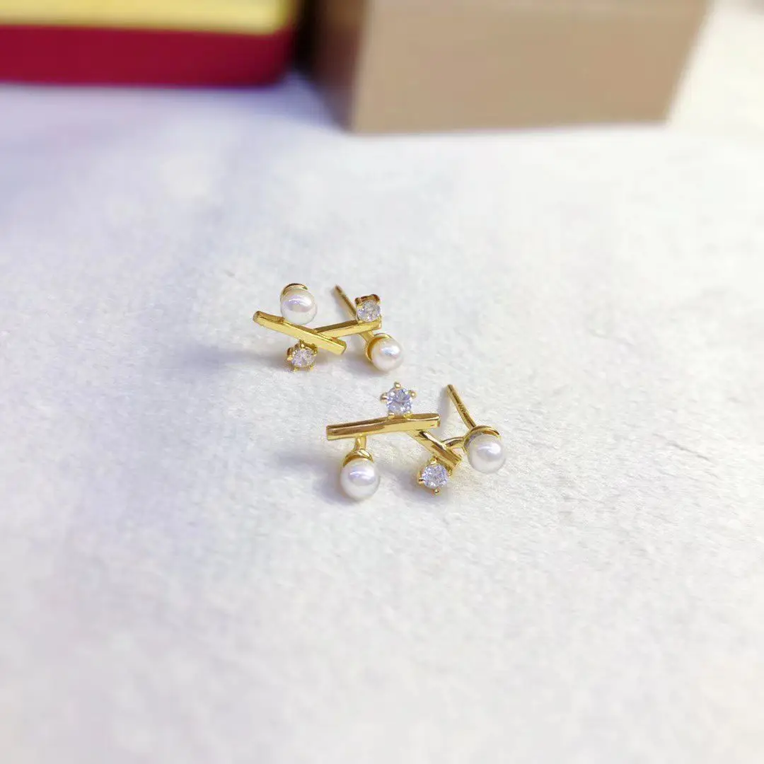 

Wholesale S925 Sterling Silver Earrings Mount Findings Settings Base Mounting Parts Accessory for 3-4mm Pearls 5 pairs/lot