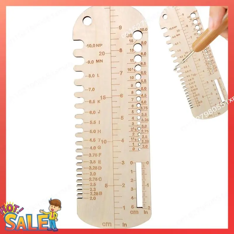 ABCL Sock Knitting Ruler Wooden Knitting Needle Size Gauge Measuring Tool Sock Accurate Ruler Knit Blocker For DIY