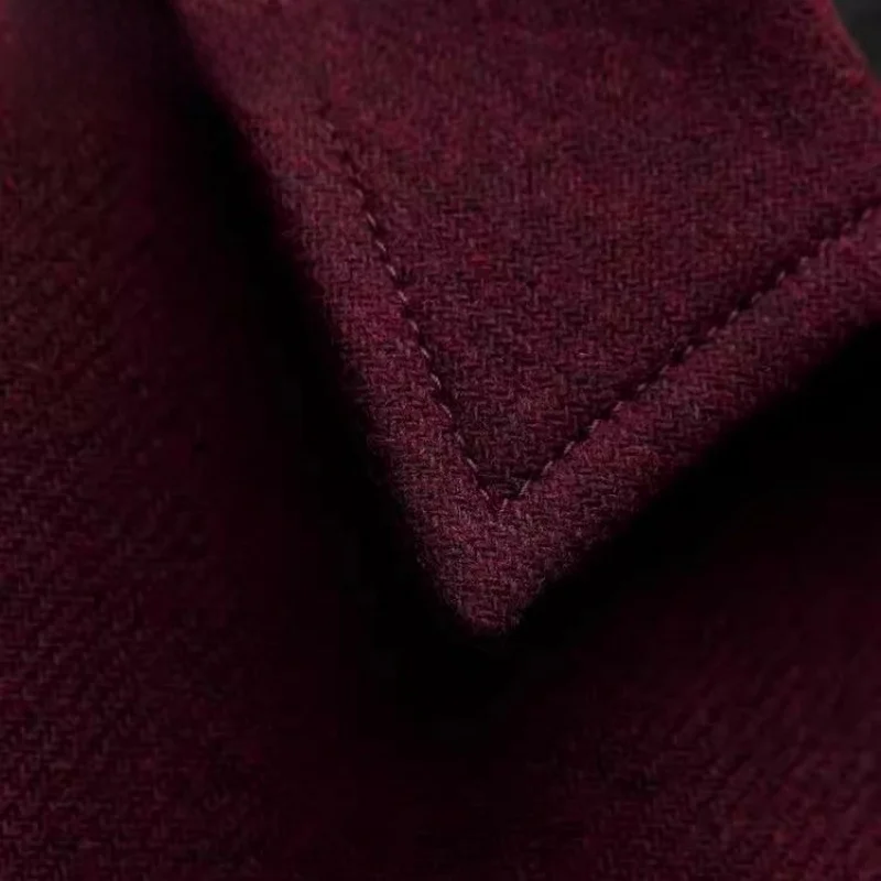 

Spring New Arrival Women's Loose Long Sve Notch Collar Double Breasted Woolen Coat Thi Commute Sle Midi Length Pure Color