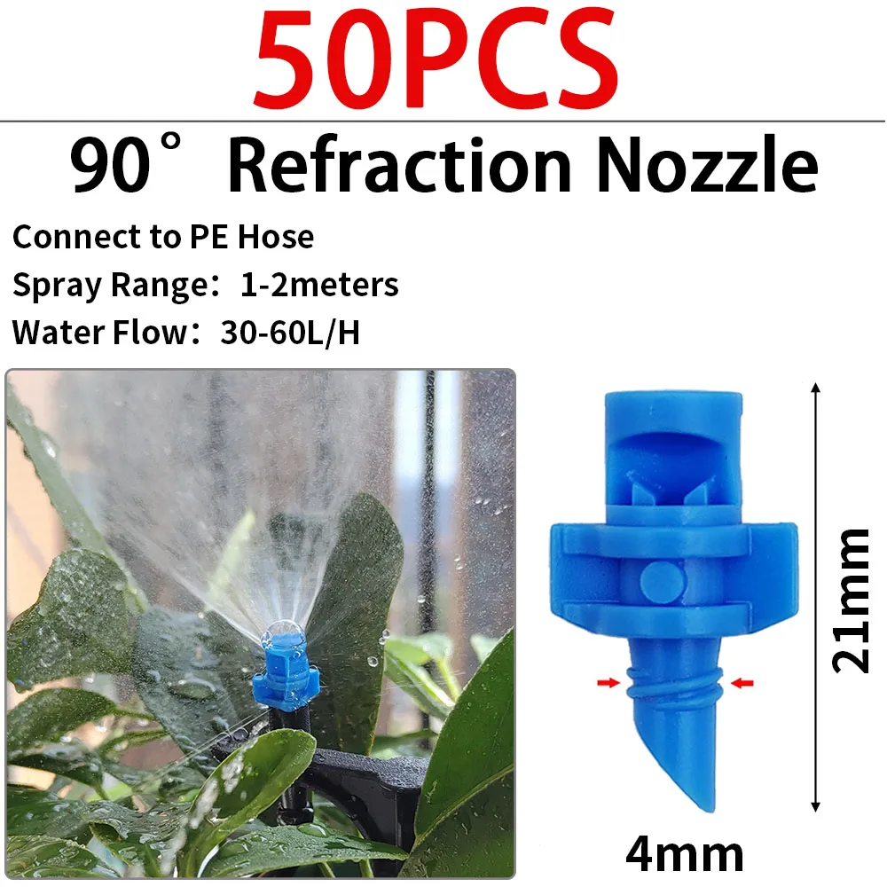 WUJIE Gewächshaus-Bewässerungssprinkler Tropfer Tropfbewässerung Garten Verstellbare Nebel-Emitter Pfahl-Mikrosprüh-Rotationsdüse