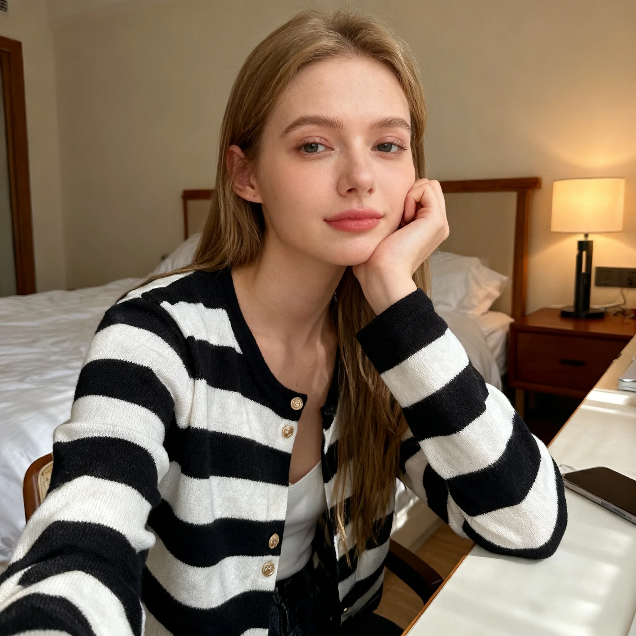 Black White Striped Knit Cardigan For Women Front Button O Neck Long Sleeve Casual Coat Chic Lady Autumn Winter Outerwear