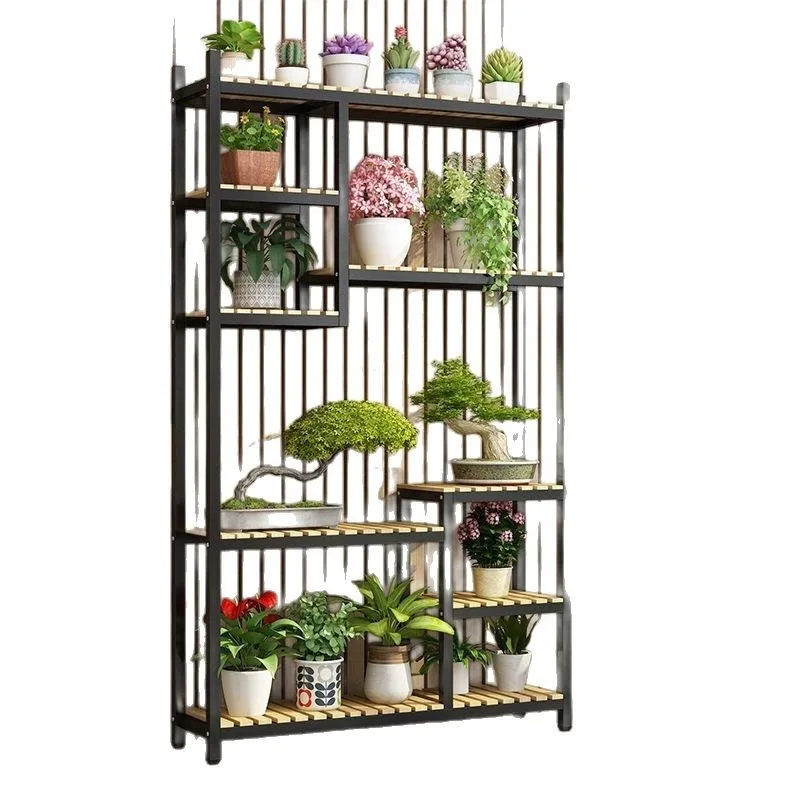 

Solid wood wrought iron frame, multi-layer flower shop display frame, floor-to-ceiling type