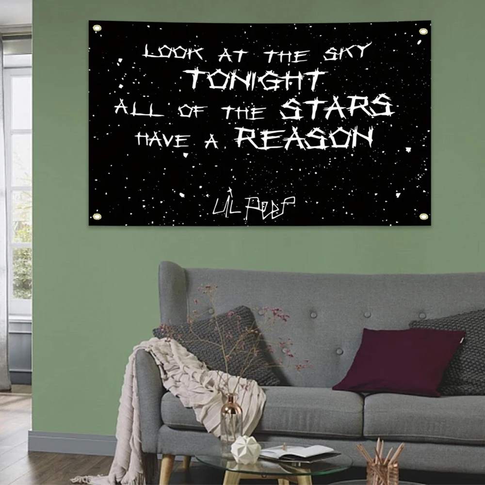 'All of the Stars Have A Reason' Black Flag  Yard Signs Home Decor Hanging Poster for College Room Man Cave Welcome