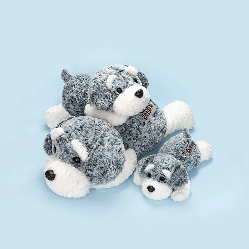 Schnauzer Plush Pillow Stuffed Dog Multi Size 40cm 60cm 80cm Gray White Curly Cushion for Sofa Rest Living Room Accent