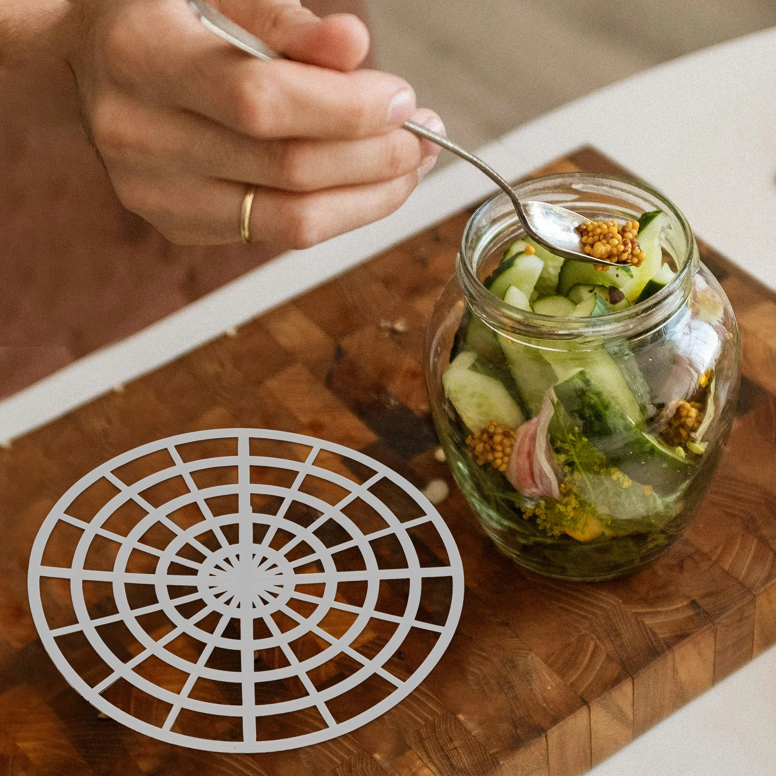 

5Pcs Round Pickle Press Plate Vegetable Pressing Rack Kimchi Jar Weight Fermentation Kit Easy Canning Supplies