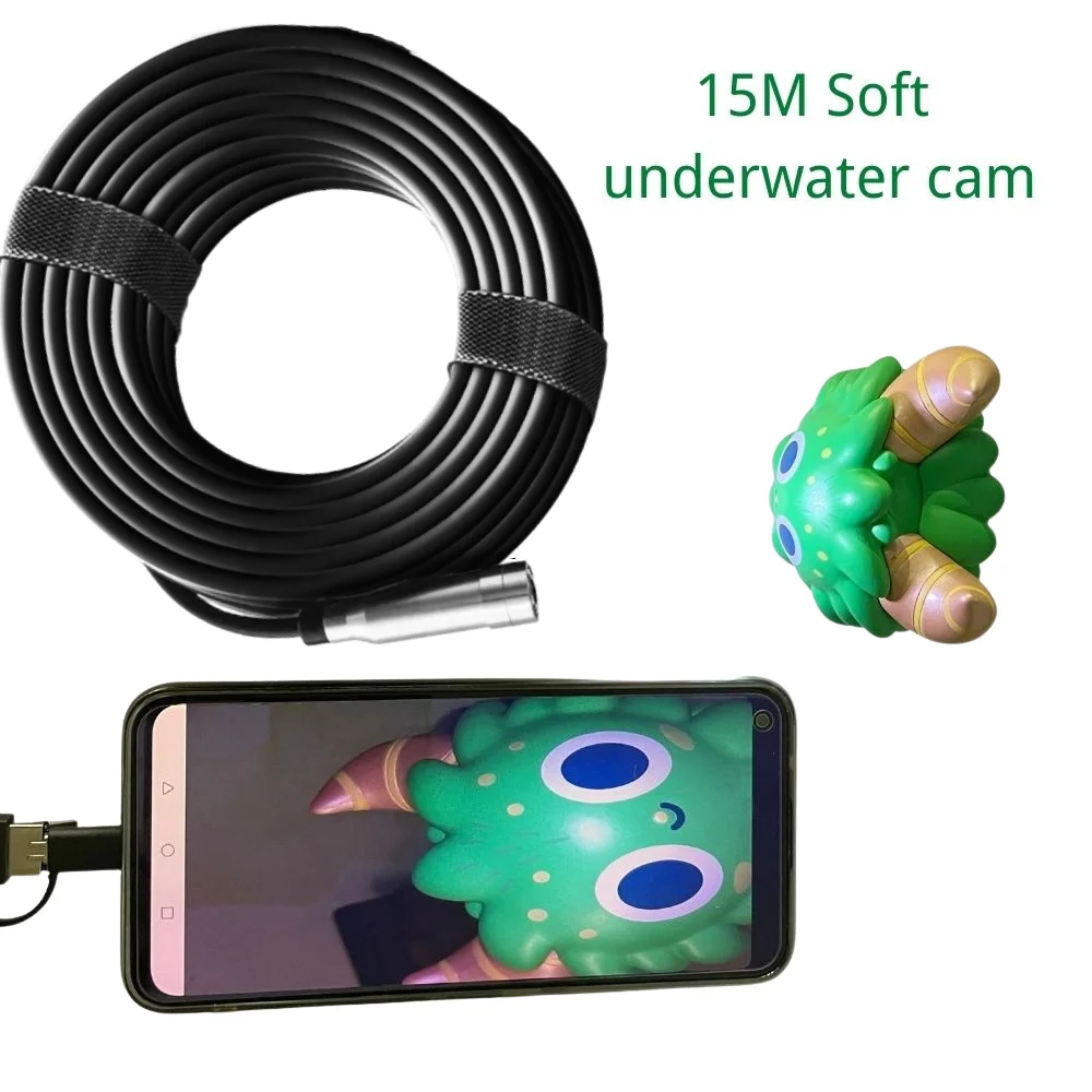 Newest Auto Focus Endoscope 15m Underwater Video Camera 12.5mm 4LEDs Fishing Inspection Camera For Winter Fishing and Swer