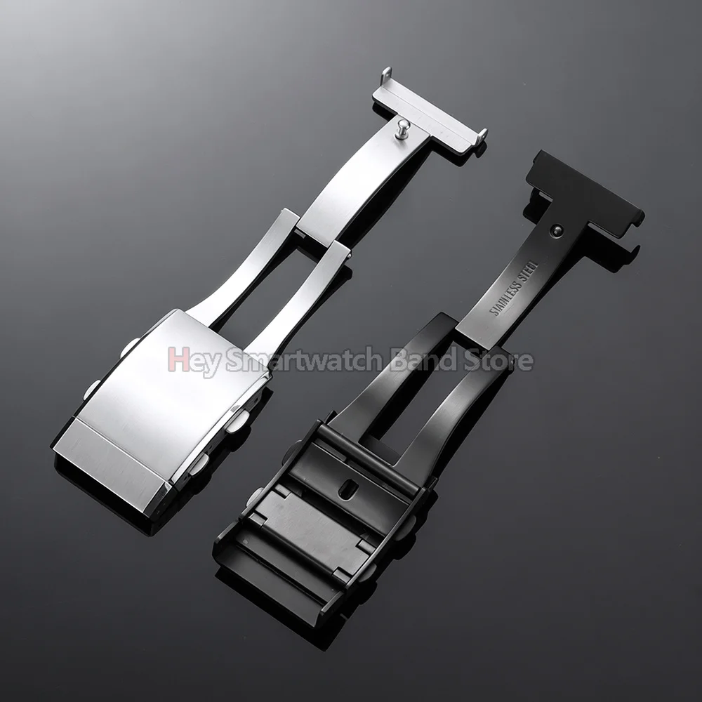 14/16/18/20/22mm Watch Buckle Solid 316L Stainless Steel Brushed Folding Safety Clasp Double Push Extendable Adjustable Buckle