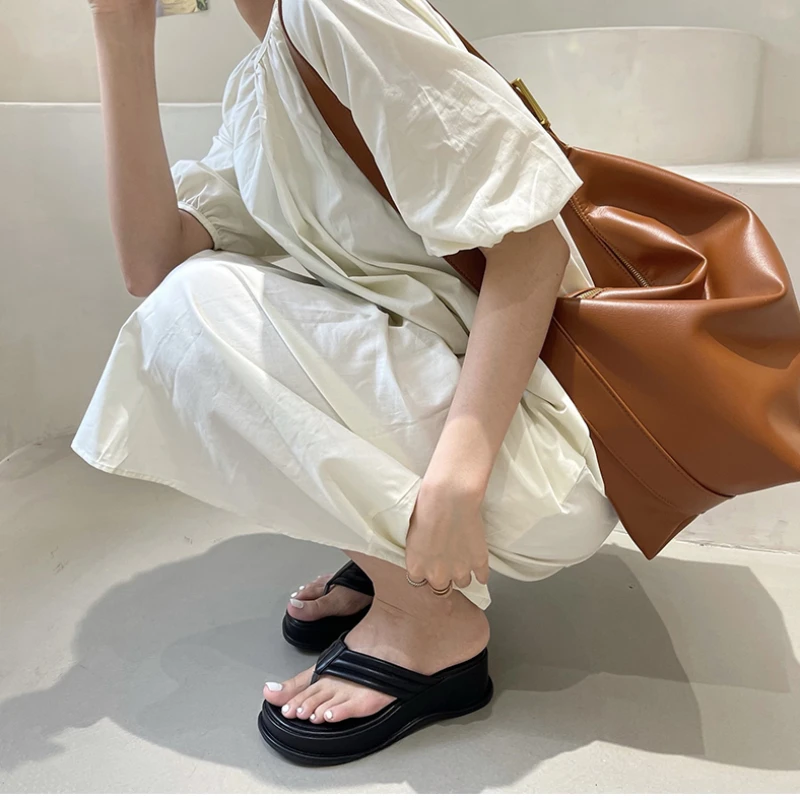 2024 Summer Platform Clip Toe Women Slipper Ladies Wedge Heel Shoes Outdoor Casual Beach Flip Flop Open Toe Sandal Slides