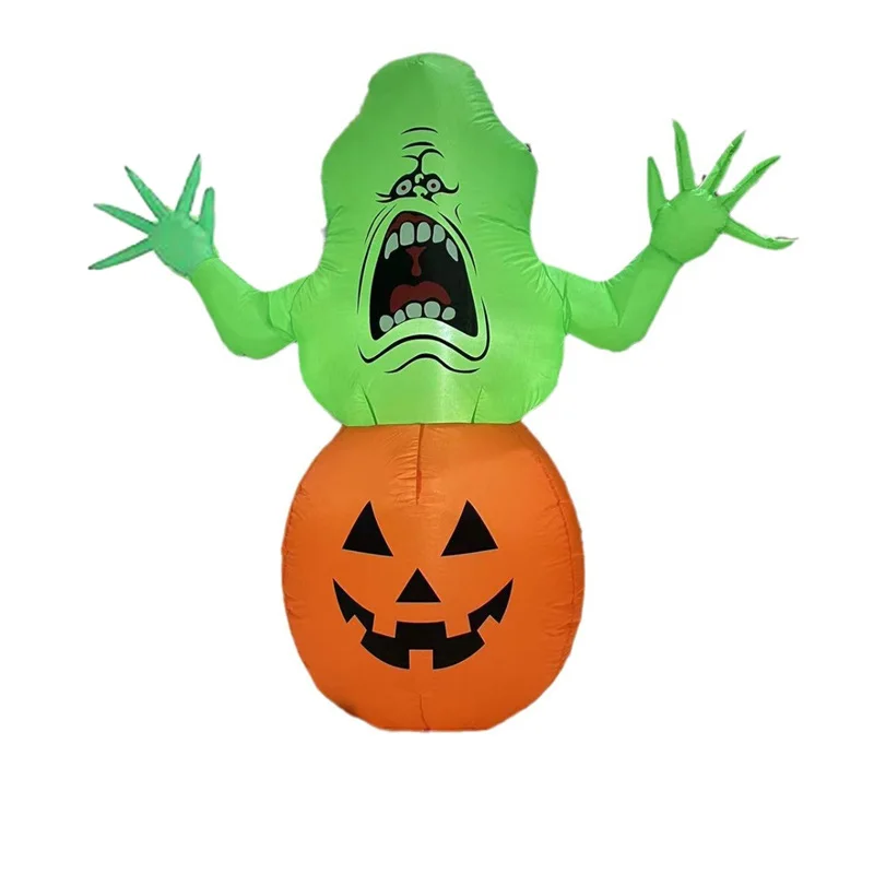 

150cm Inflatable Halloween Green Ghost Pumpkin Decoration Halloween Party Indoor Outdoor Garden Courtyard Blowing Up Ornaments