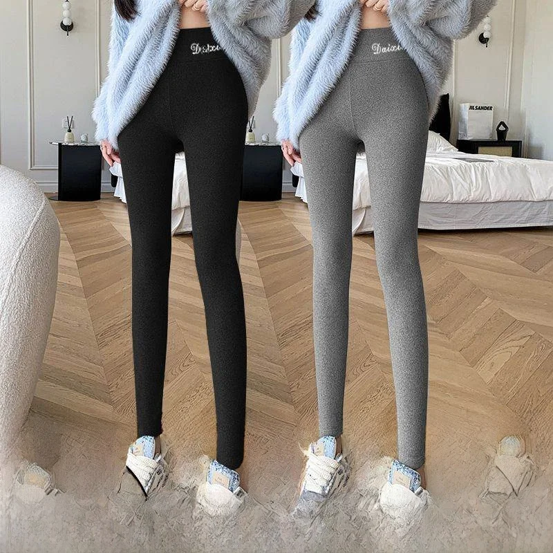High Waist Thermal Leggings Women's Fashionable Outerwear Slim Fit Autumn Winter Long Pants Two Pieces Set Versatile Base Layer