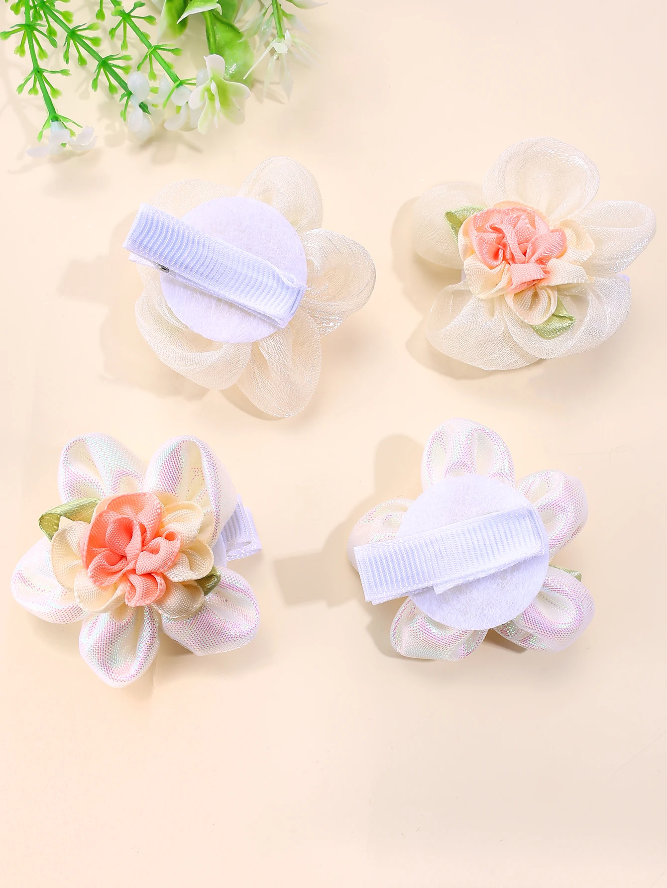 4pc/set Flower Hair Clips for Girls Peony Flower All-inclusive Hairpin Spring and Summer Hair Accessories Kids Headwear