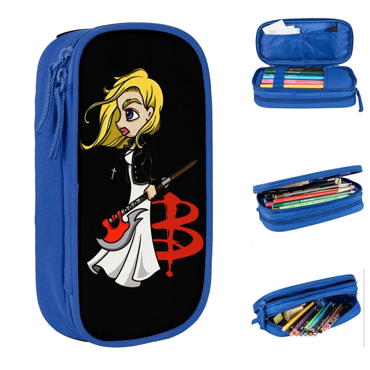 Buffys The Vampires Slayers سبايك مقلمة صبي فتاة ريترو قلم رصاص الحقيبة مقلمة المدرسة منظم قرطاسية هدية فكرة