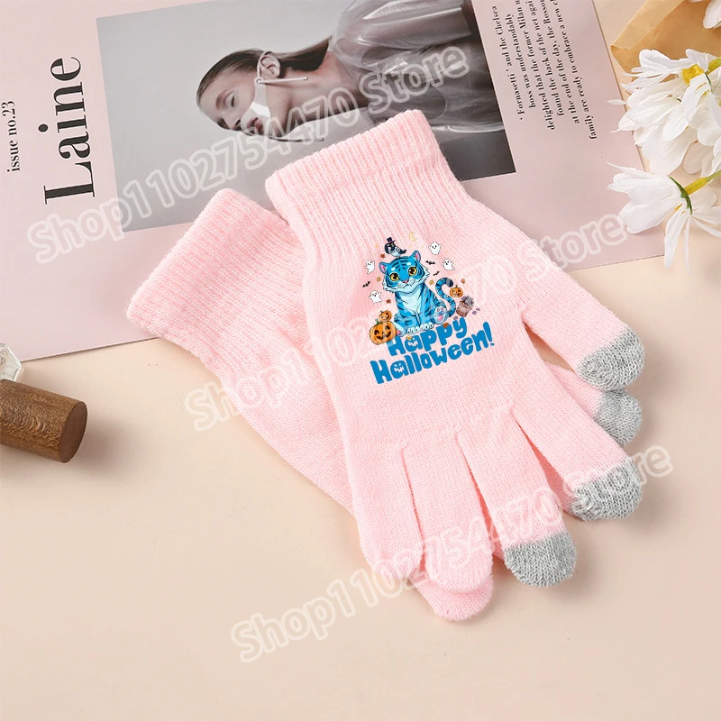 KPop شيطان الصيادين لطيف قفازات الأطفال الكبار شاشة قفاز الفتيات في الهواء الطلق شتاء دافئ اكسسوارات موضة هدايا عيد ميلاد الاطفال