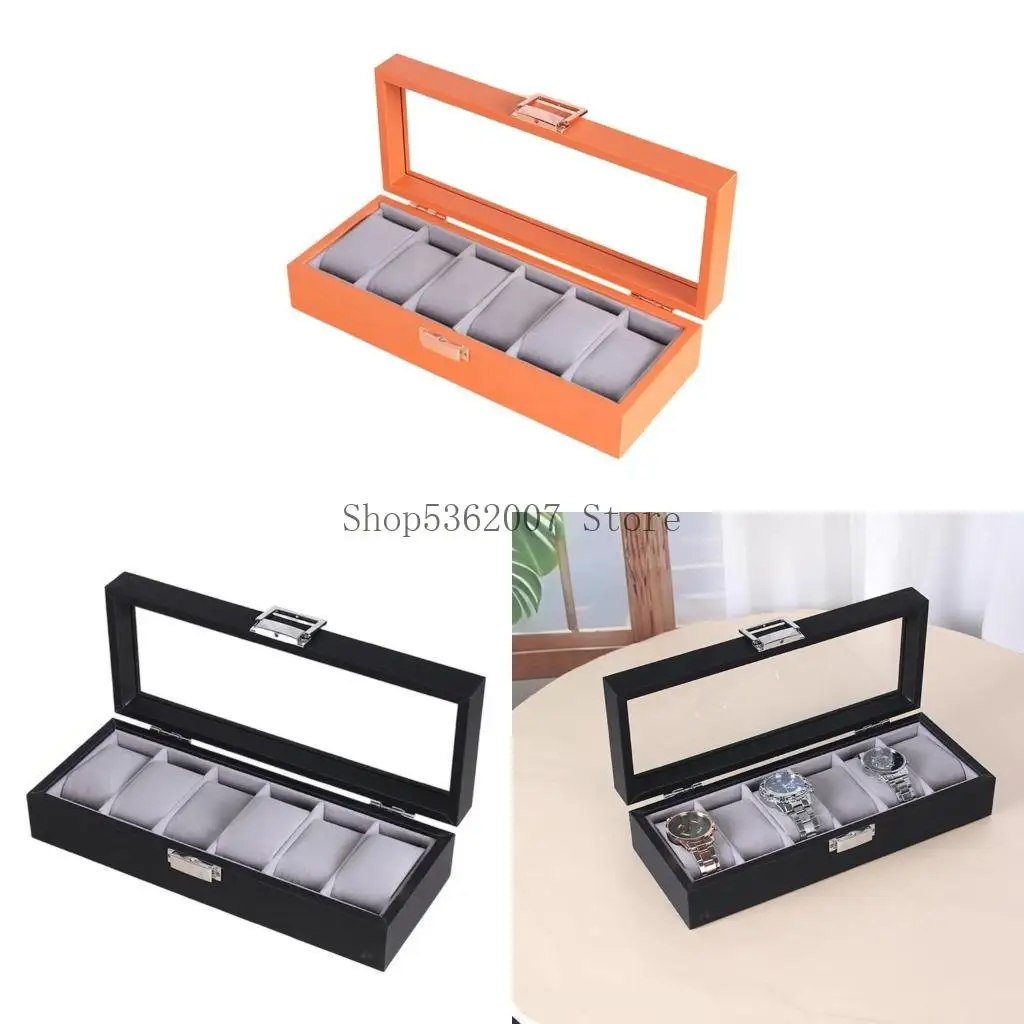 

Премиальные кожаные часы Организаторы украшений с прозрачной стеклянной крышкой и мягкой бархатной подкладкой подходят для 40JB