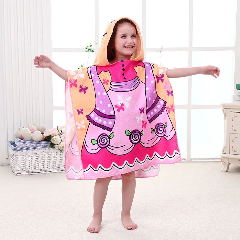 Cartoon Baby Bath Towel Microfiber Hooded Beach Towel Newborn Cape Towels Soft Poncho Kids Bathing Stuff Infant Washcloth