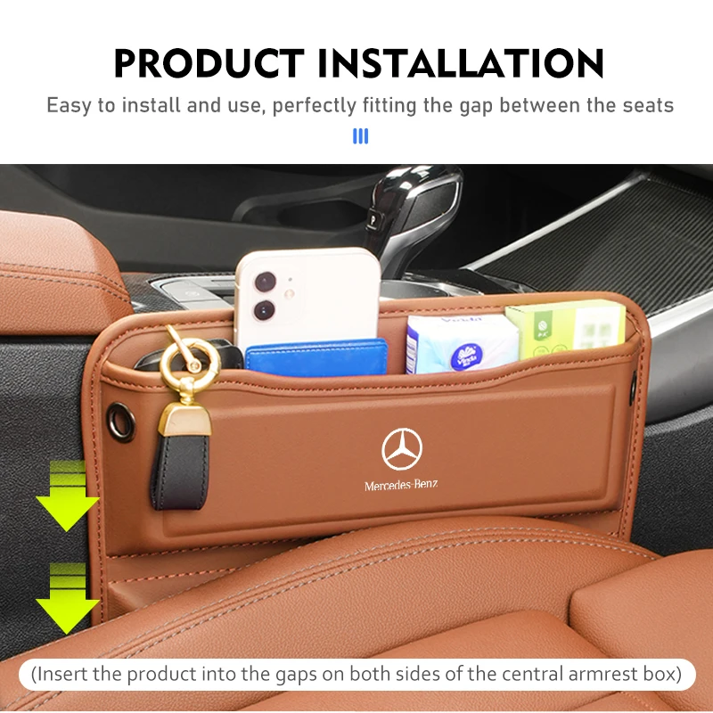 Leather Car Seat Gap Filler Console Side Crevice Storage Box For Benz C180 C300 W124 W176 W177 C200 C260 GLC CLE CLA AMG