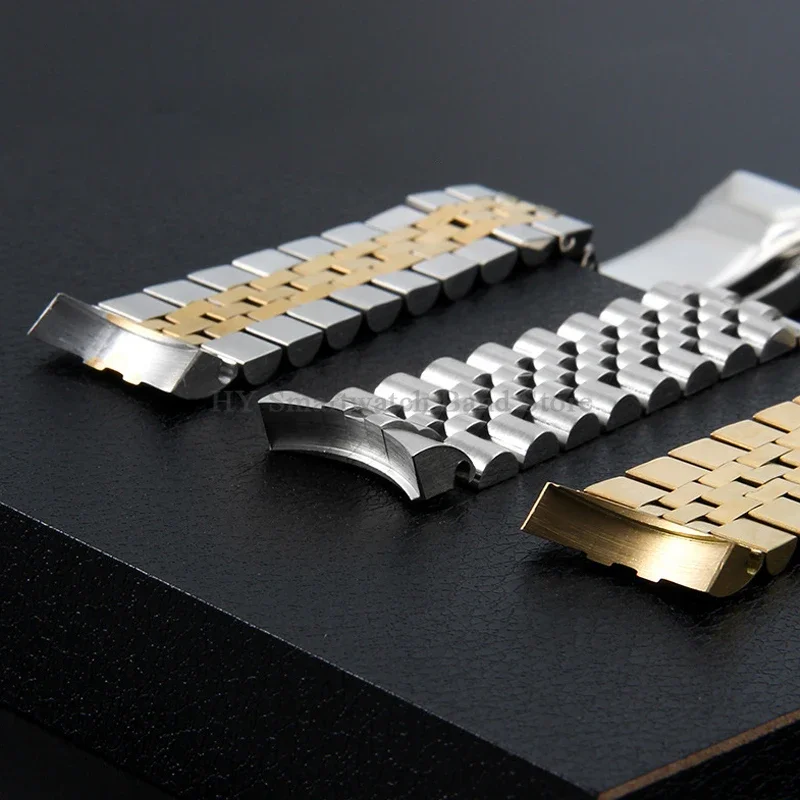 20mm Stainless Steel Watch Strap for Rolex Daytona Diving Bracelet for Jubilee Curved End Metal Wrist Band Solid Folding Buckle