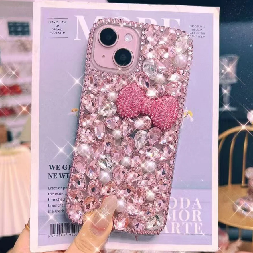 샤오미 레드미 노트 14 13 12 11T 10 9 8 프로 플러스 14S 11 SE 12S 10S 9S 9T 7 보우 블링 라인스톤 블링 폰 케이스