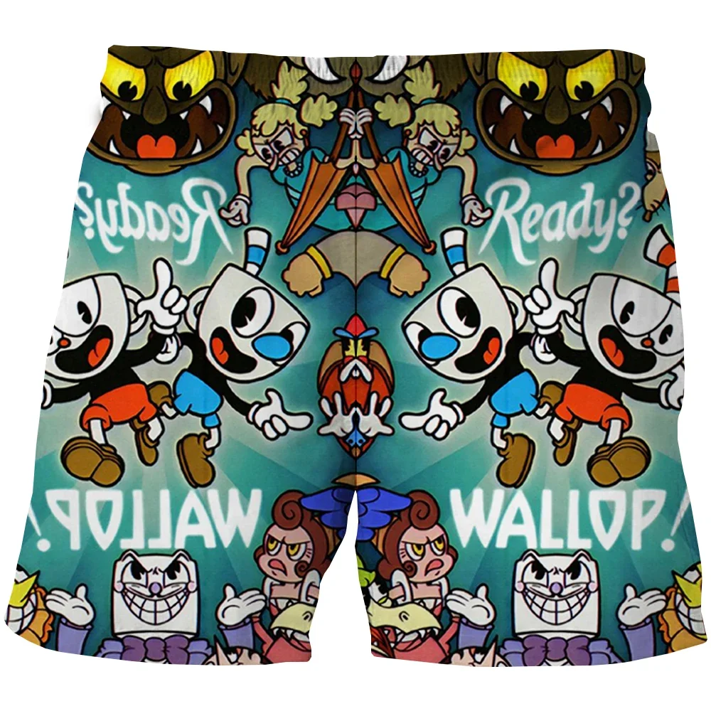 3D Print Fashion Children's Cartoon Cuphead Game Swimming Shorts kids Summer Beachwear Loose Swim Trunks Swimsuits Beach Shorts