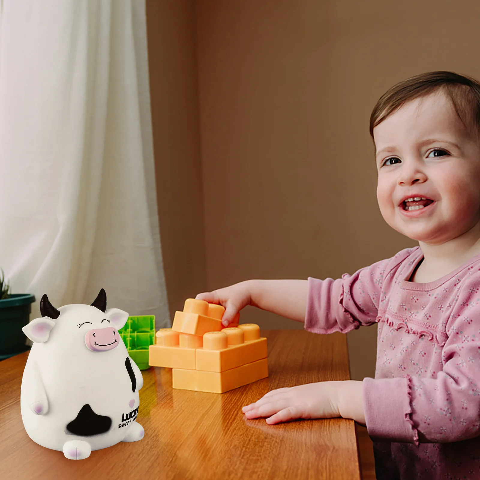 1Pcs Cow Saving Pot Lovely Creative Kids Money Bank Desktop Decoration Small Change Container Birthday Gift Small Saving Pot