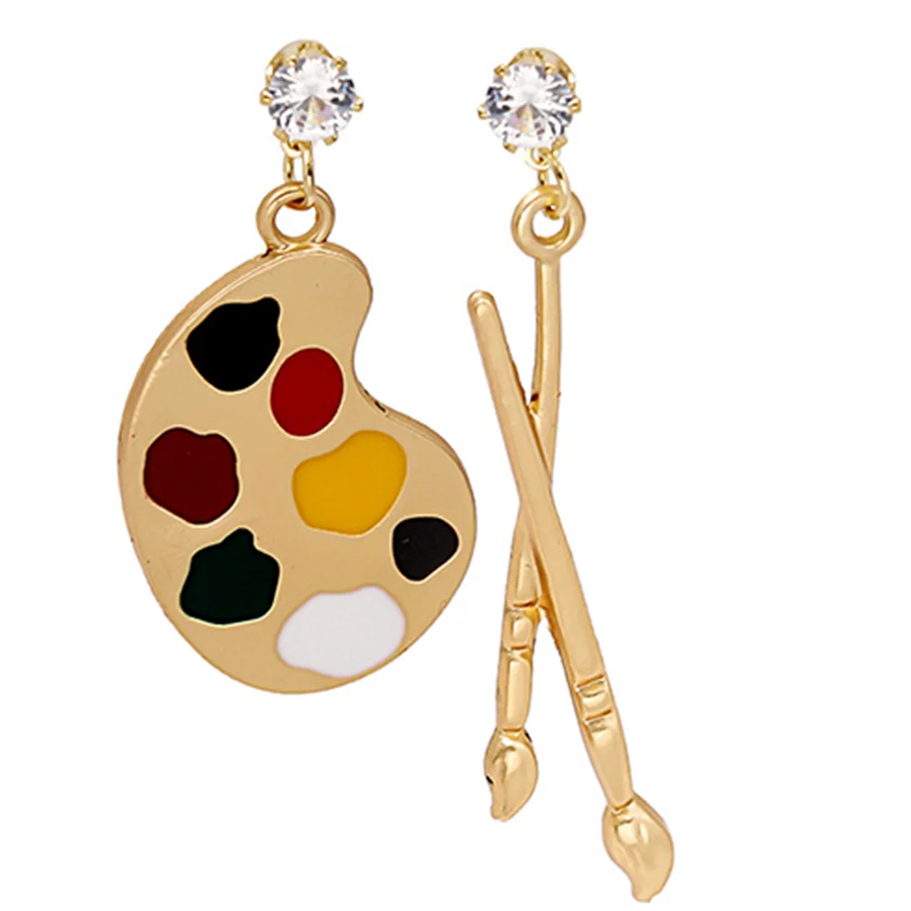 Exaggerated Personality and Irregular Earrings Paint Brush Pendant Plate Tray Drop Alloy Painter Student Women Dangle Artists