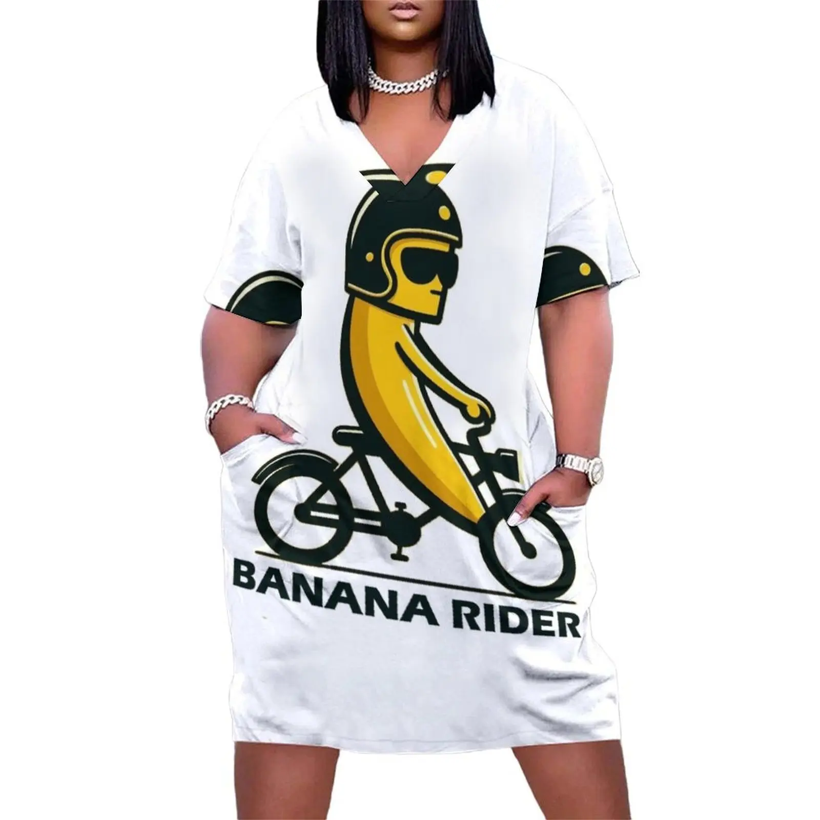 Banana Rider Loose Pocket Dress elegant women