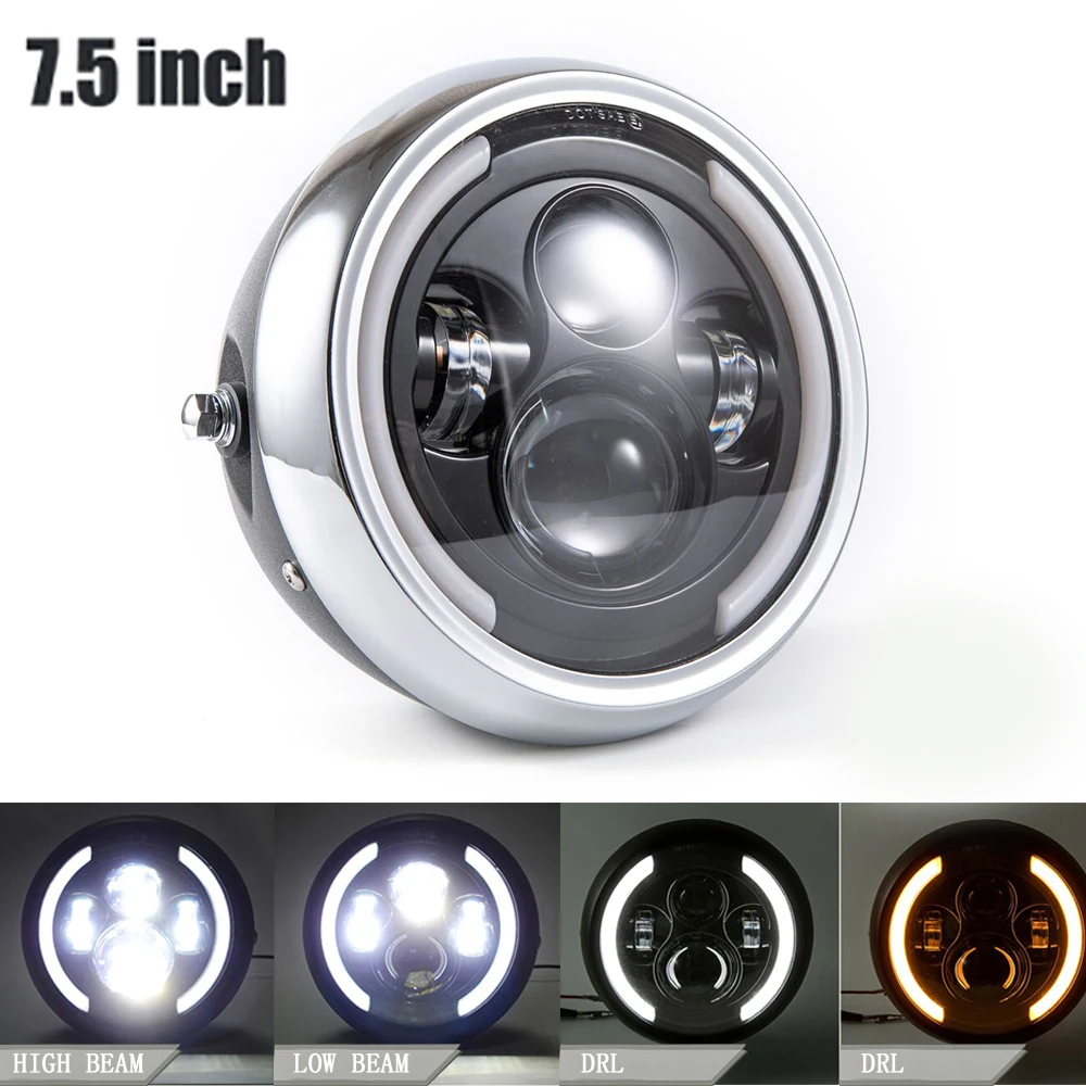 

5.75-7.5 Inch Motorcycle LED Headlight For Cafe Racer Vintage Head Lamp Headlamp Distance Light Refit Motorcycle Head Light