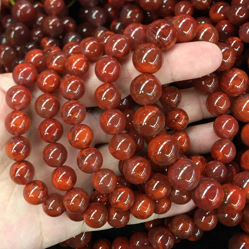 

Natural Agate Ox Blood Demon Flame Pattern Rose Red Unisex Bracelet